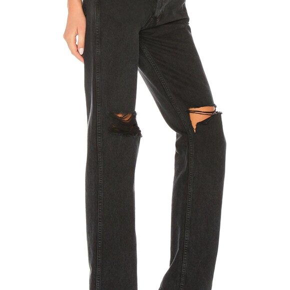 Re/Done - Originals High Rise Loose Jeans In Washed Black With Rips - Size 26 - Picture 2 of 11